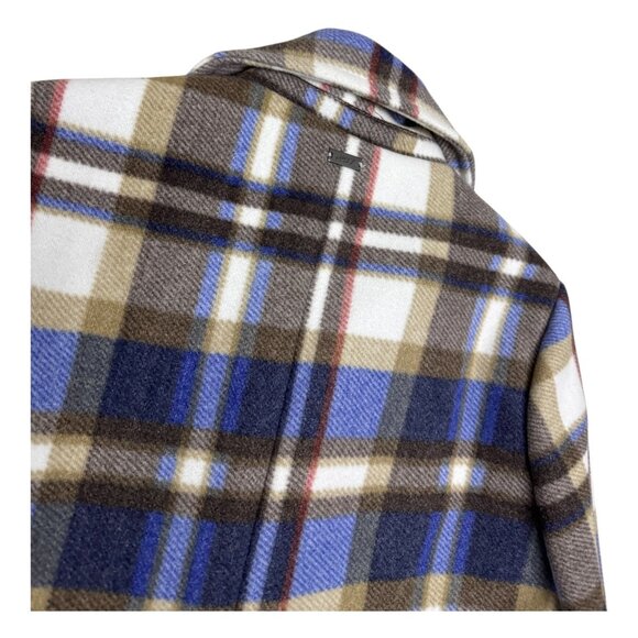 NWT MEXX Plaid Long Trench Business Casual Pea Coat Womens Medium - Picture 7 of 7